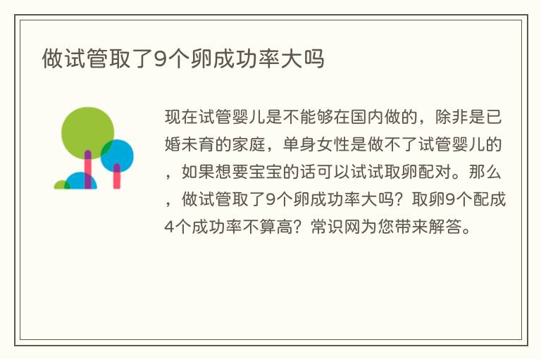 做试管取了9个卵成功率大吗